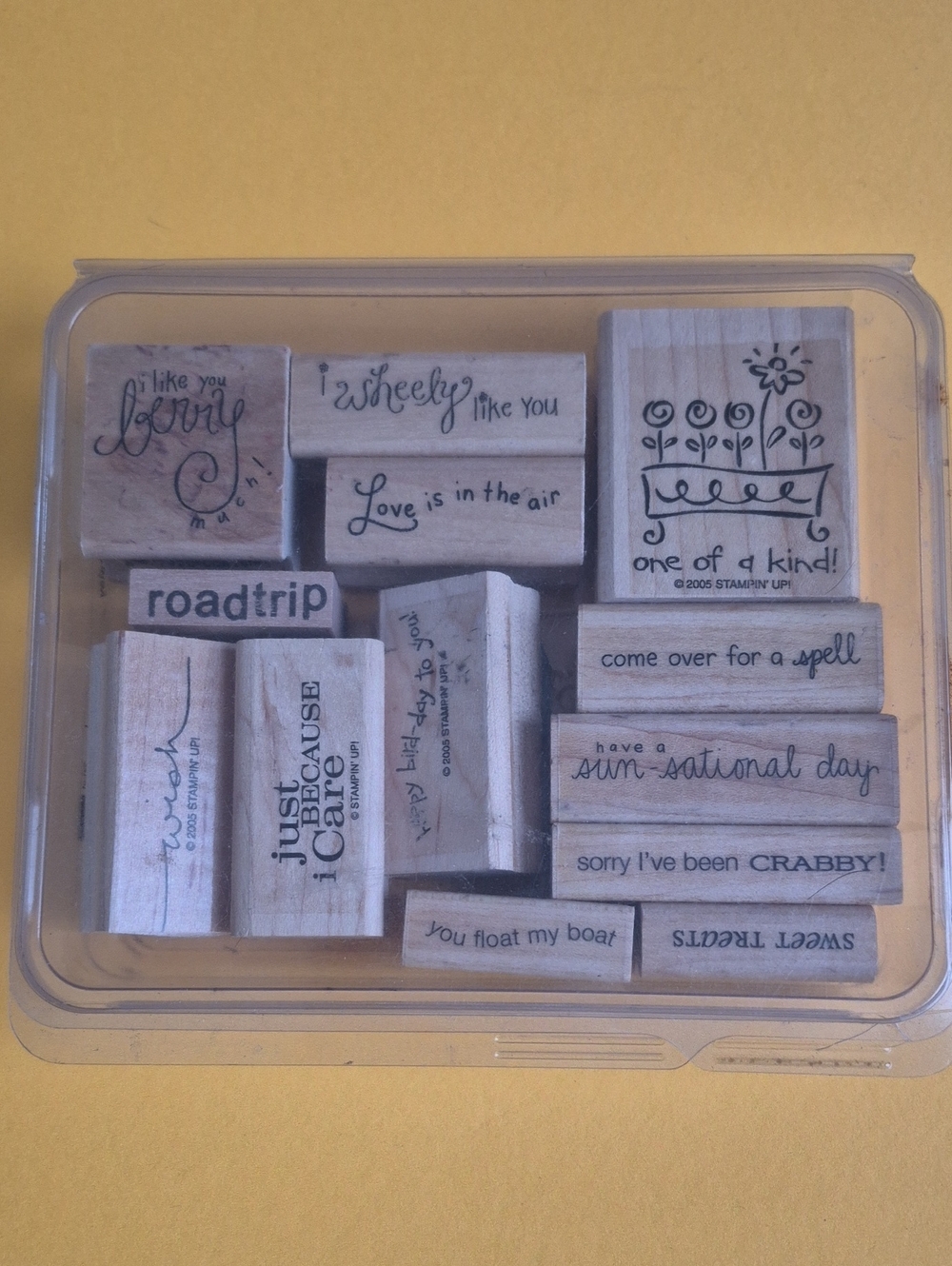 Stampin' Up! Wooden Sentiment Stamp Set in Natural Wood and Black
